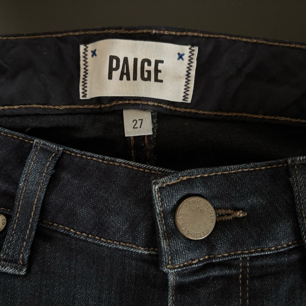 PAIGE Skyline Skinny Dark Wash Straight Leg Jeans - Picture 2 of 10